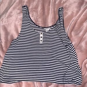 Striped flowy soft cropped tank top